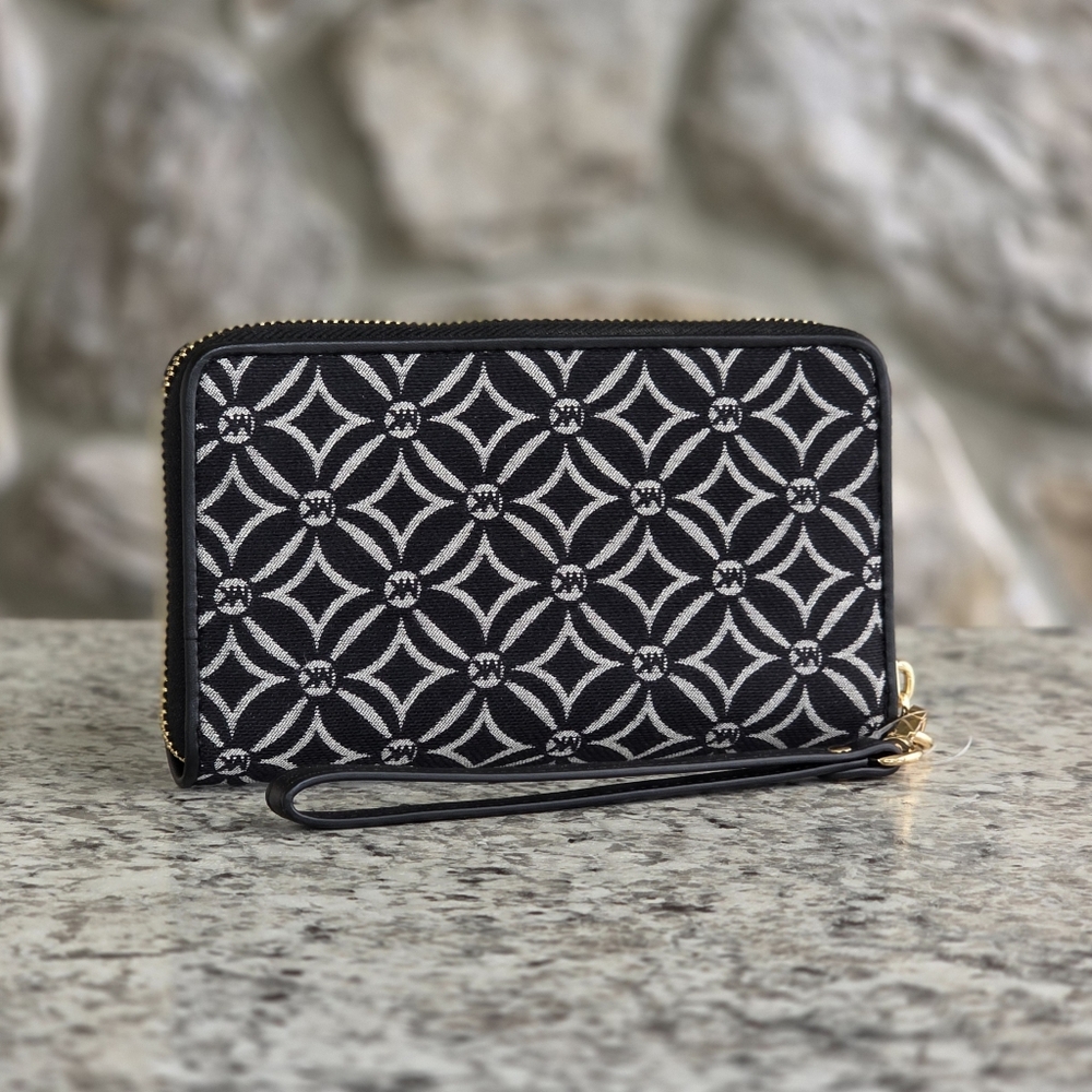Michael Kors Large Logo Black Wallet Wristlet - Picture 2 of 5